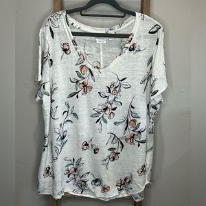 Rachel Zoe Women’s Floral Linen Top Size 1X